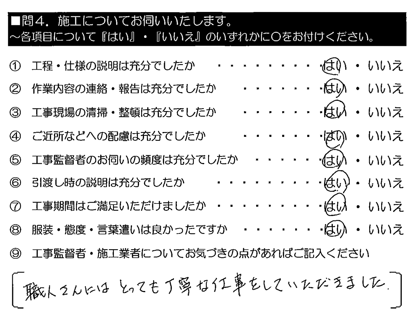 職人さんにはとっても丁寧な仕事をしていただきました。