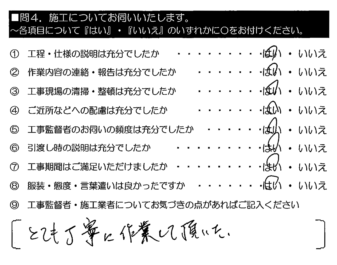 とても丁寧に作業して頂いた。