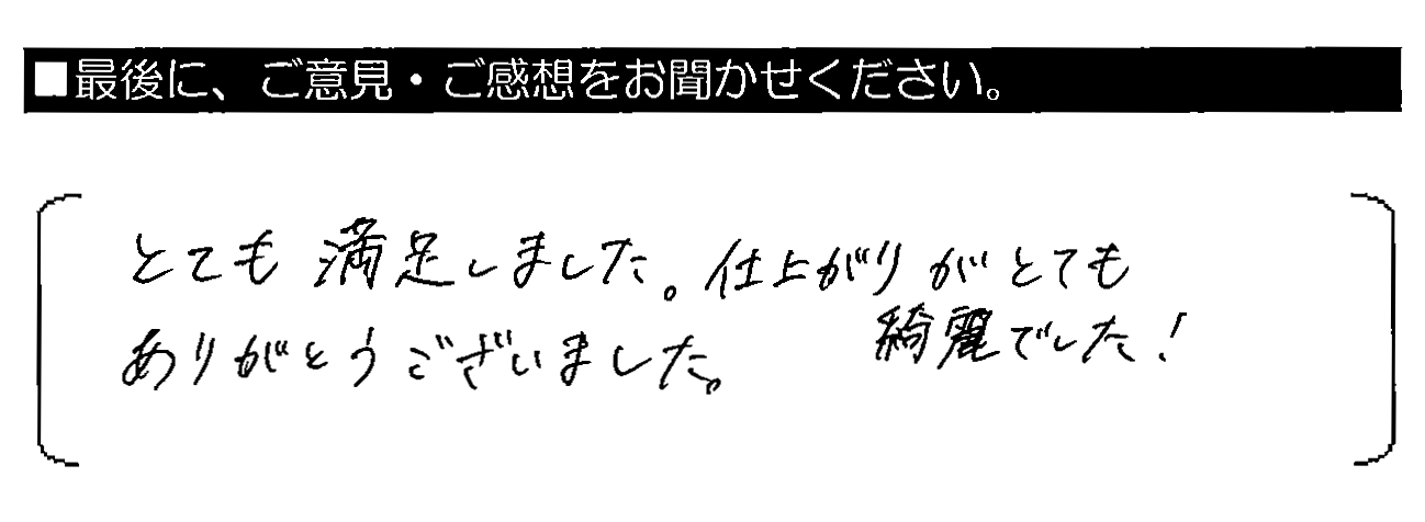 とても満足しました。仕上がりがとても綺麗でした！ありがとうございました。