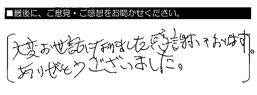 大変お世話になりました。感謝しております。ありがとうございました。