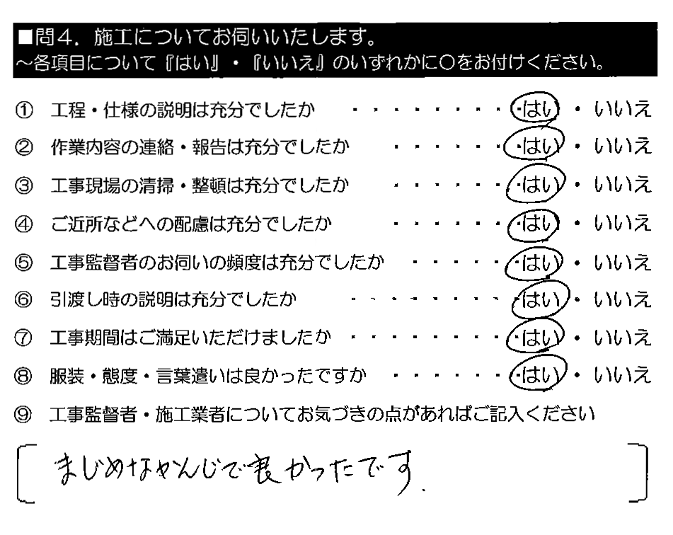 まじめなかんじで良かったです。