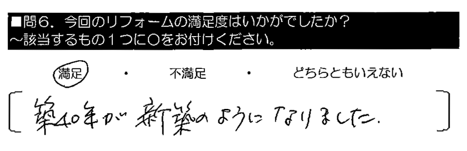 築40年が新築のようになりました。