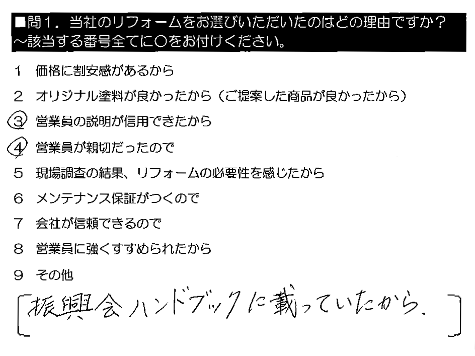 振興会ハンドブックに載っていたから。